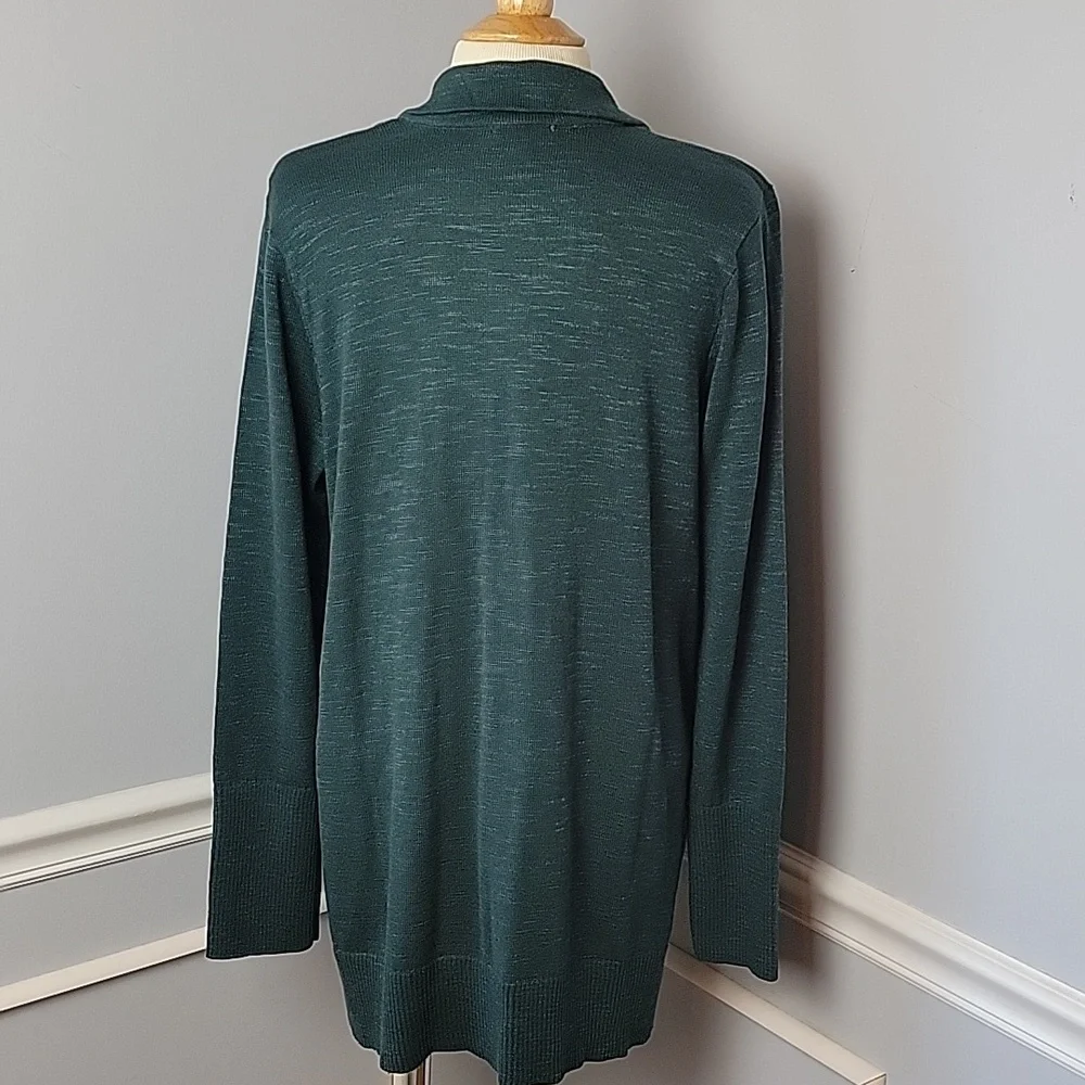 J.JILL Green Escarole Marled Space Dyed Single Button Textured‎ Sweater Jacket M